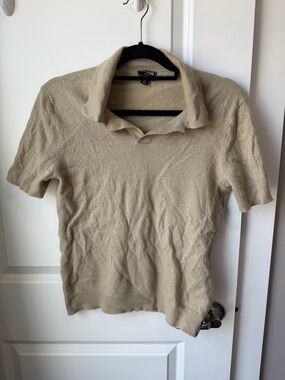 Todd Synder Beige Cashmere Short Sleeve Polo